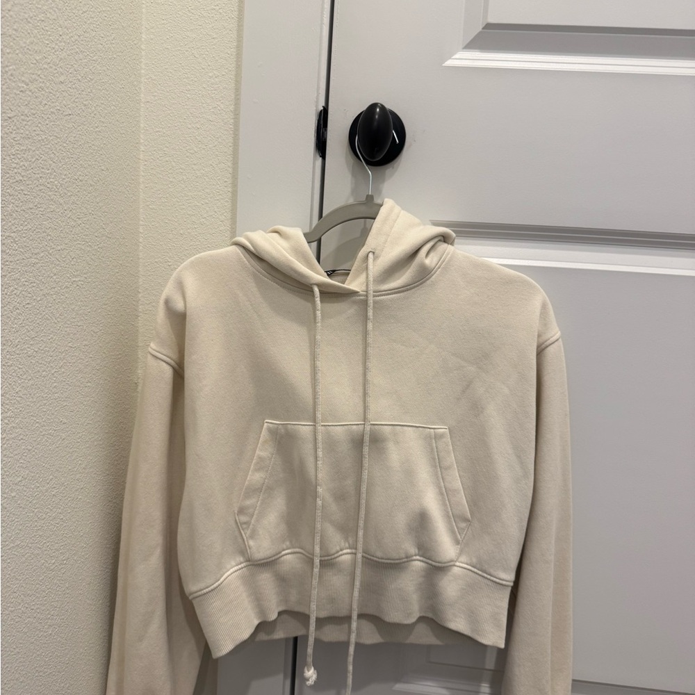 Zara Cream Hoodie Sweatshirt Casual Top